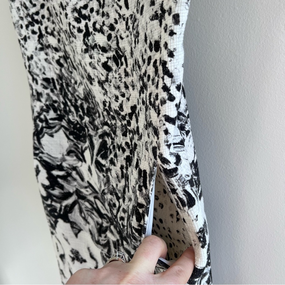 Yeohlee Floral print Sheath Midi Dress Cap Sleeves, Boat Neck, Black & White, 8 - Picture 7 of 13